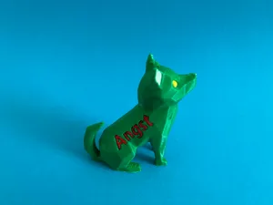 Cute Sitting Low Poly Dog (No Supports) - Text & MMU