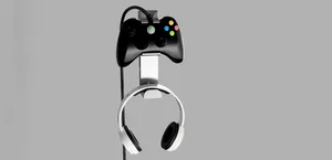 XBOX 360 controller + headset holder with cable routing