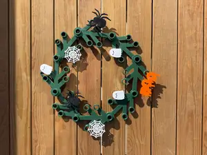 24" Lego Wreath with Spider, Spider Web, Ghost and Boo!
