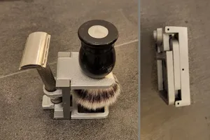 Faltbarer Halter für Rasierhobel und Pinsel / foldable stand for safety razor and shaving brush