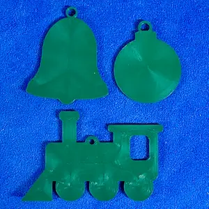 Flat Christmas Ornaments - Ball, Bell, Locomotive