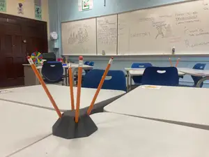 Classroom table pencil holders -- at-a-glance classroom management!
