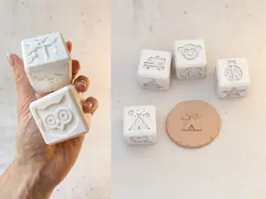 Sensory Play Cube Stamps | Animals, Vehicles & Nature | For Playdough & Clay | SET 1