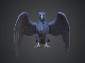 Winged Raven Guardian 3D Printable Model – Spread Wings Gothic Bird Statue