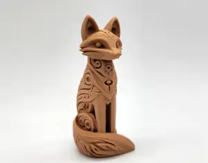 Wood-Carved Fox Totem