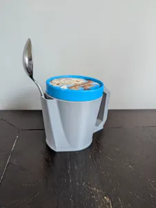 Pint-ish Ice Cream Container Holder w/Spoon Holder