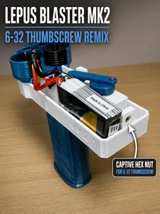 Lepus Blaster MK2 Battery Base Remix – Captive 6-32 Thumbscrew Nut and Battery Compartment.