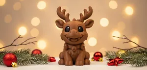 Smiling Reindeer with Jingle Bells Christmas Figure