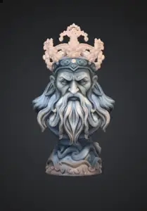 Ancient Sea King Bust with Crown