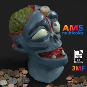moneybox Zombie-piggy bank-stl and 3mf multicolor