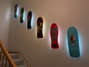Skateboard wall mount with optional LED wireless backlight