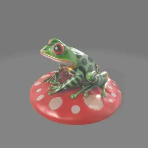 tree frog on mushroom top