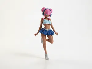 Headphones Girl Anime Figurine 3D Printable
