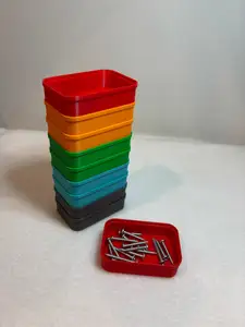 Small parts stacking organizing containers no supports
