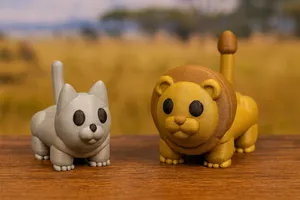 Cute Simple Puffy Style Felines Cat and Lion Toy Miniatures