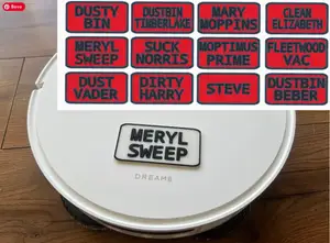 Give your Robot Vacuum or Mop a Name Label. For any make, Dreame, Roomba, iRobot ect. 12 Names