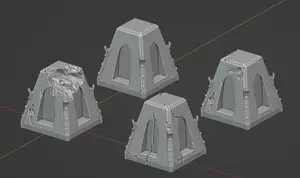 Grimdark scatter terrain concrete anti-tank obstacles (Dragon's teeth) for wargaming, Warhammer 40k etc.