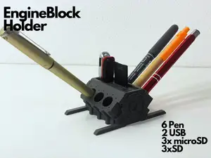 V6 Engine Block Pen Holder (USB, SD, microSD)