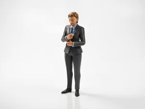 Short Hair Lady Business Suit Figurine 3D Printable