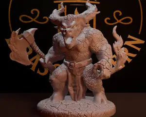Lava Minotaur TTRPG Brass Lantern Minis