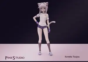 Koneko Toujou with a tail in a sports uniform - High School DxD