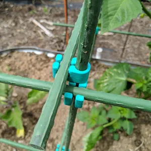 Garden stake connector for plastic coated steel stakes