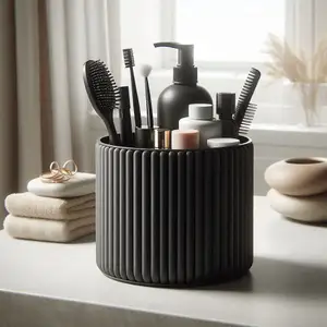 Modern Ribbed Bathroom Organizer, Make- Up Cup