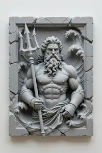 Poseidon Greek God Bas Relief Wall Sculpture – 3D Printable STL