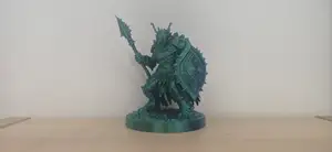 Green Lizardman Warrior with Spear and Heavy Shield