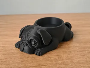 Mops LED Teelichthalter/Pug LED Tealight Holder
