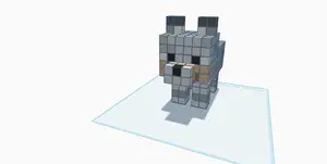 Mini Wolf 3D Minecraft Model | Cute Baby Wolf STL/OBJ File