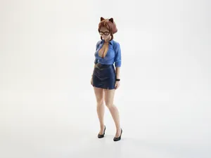 Cat Ears Girl Anime Figurine 3D Printable