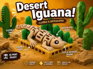Desert Iguana - Articulated Flexi Lizard Figure | Print-in-Place | No Supports