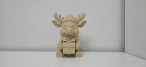 Moose with Gift and Hat Christmas Figurine