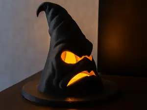 Grumpy Halloween Witch Hat - Tealight LED