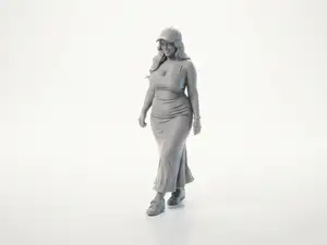 Dress And Hat Girl Figurine Female Figure 3D Printable