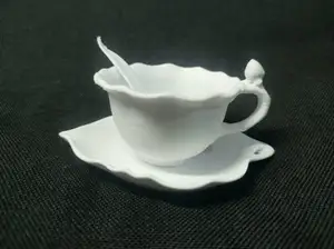 Lily Petal Teacup and Plate with Spoon Figurine (One Piece)