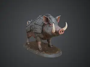 Armoured War Boar with Barding – Fantasy Battle Beast
