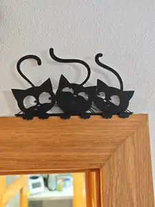 3 Black Cats Door Art / Wall Art - Stand + flat #1
