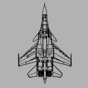 Su-30 Flanker — Top View Blueprint Print