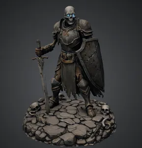 Vhorlath Realms – Undead – Gravebound Skeleton Guard (Dark Fantasy 3D Printable Miniature STL)