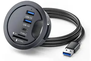 USB Hub Vertical Mount Adapter - 60mm Desk Grommet Style