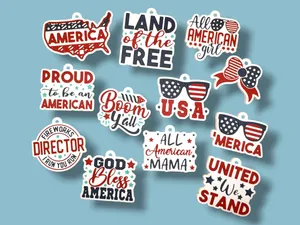 Patriotic Saying Phrase - 4th of July Keychain Set