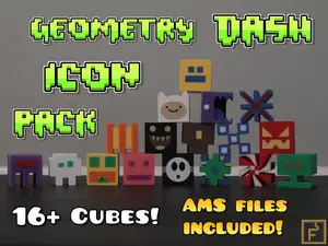 Geometry Dash Icon Pack | 16+ cubes - print in place