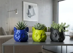 3D Printed Cat Face Planter