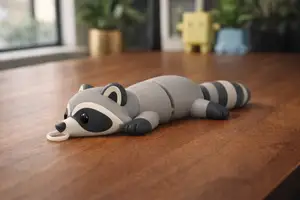 Flexi Lazy Raccoon – Articulated Fidget Toy keychain
