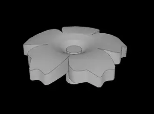 Lego Compatible (96487.dat) Plant Flower with 5 Serrated Petals with Pin