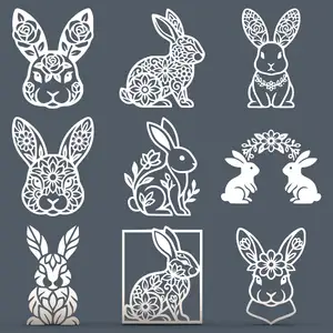 Floral Easter Bunny Pack – 9 Decorative Rabbit Relief Designs for CNC / Laser / 3D Print