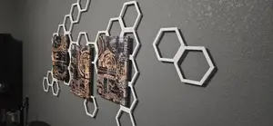 Modular Hexagon Wall Art and Plant Trellis - Upsized with Wall Mounts
