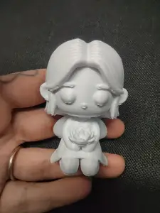 Chibi Lotus Fairy Holding Flower Magical Garden Figurine